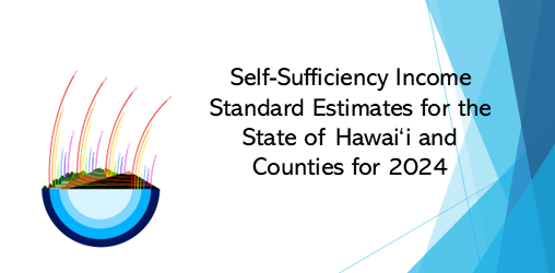 The title page graphic, created by Solomon Enos, illustrates the monthly self-sufficiency budget required for a single adult with one preschooler and one school-age child, by county