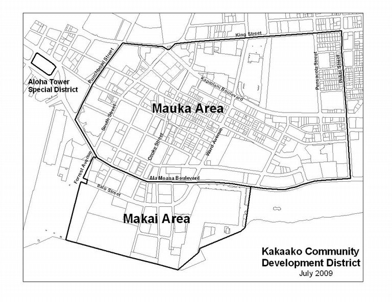 Hawai I Community Development Authority Kakaako Permits   Kakaako District Boundaries 